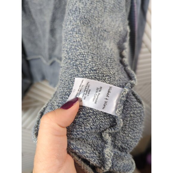 PLANET BLUE WASHED AND WORN Women's Soft Jacket Cardigan Hooded Blue Boho Beachy - Picture 6 of 8